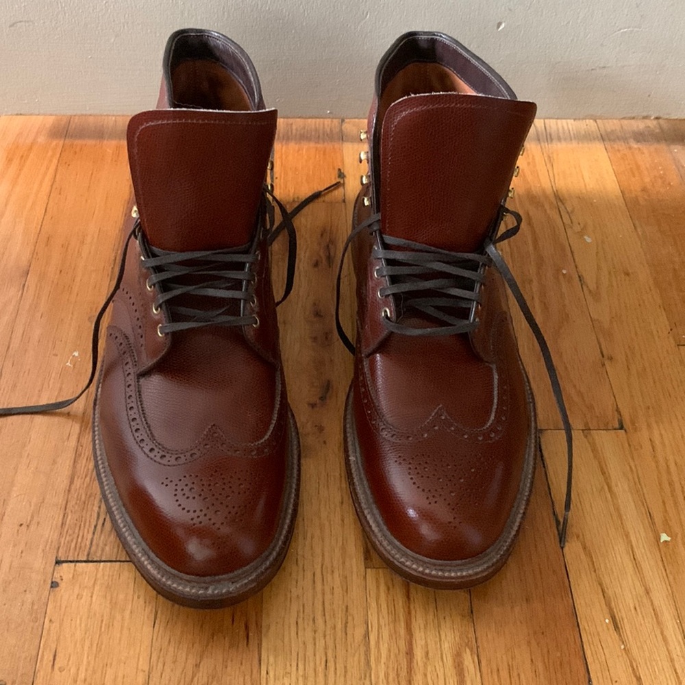 Mens alden x J.crew leather wingtip boots size 13.